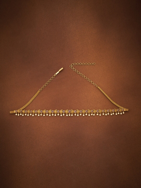 

Kushal's Fashion Jewellery Gold-Toned & Ruby Red CZ Studded & Beaded Kamarbandh
