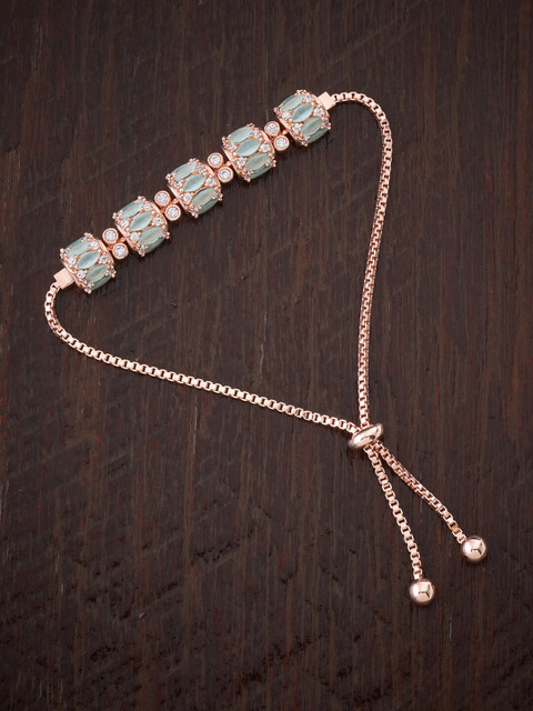

Kushal's Fashion Jewellery Women Rose Gold & Sea Green Cubic Zirconia Rose Gold-Plated Wraparound Bracelet