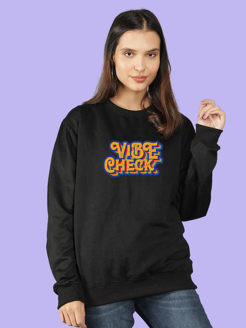 

Mad Over Print Women Black Typography Printed Sweatshirt