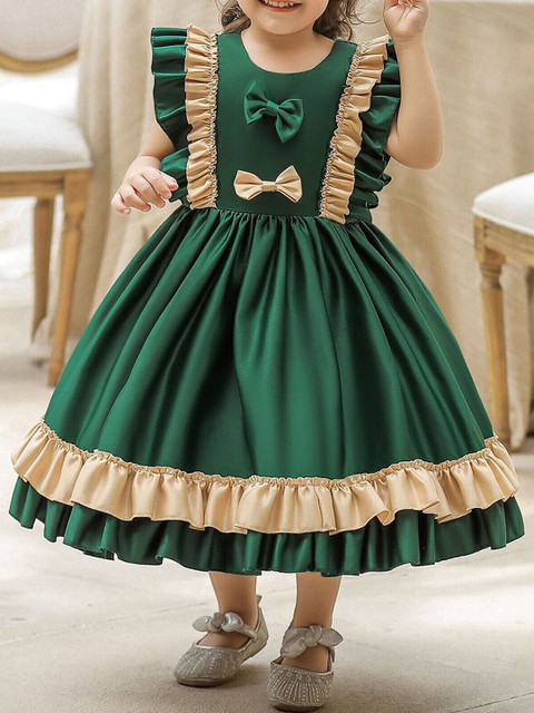 

R Cube Green & Cream-Coloured Fit And Flare Dress