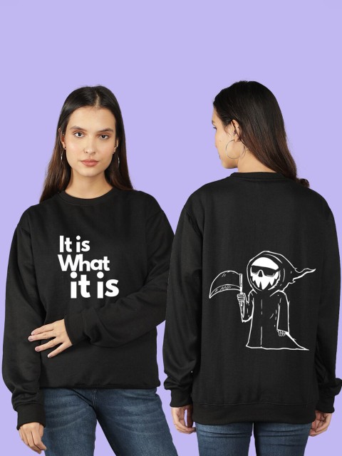 

Mad Over Print Women Black Typography Printed Sweatshirt