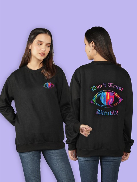

Mad Over Print Women Black Graphic Printed Sweatshirt