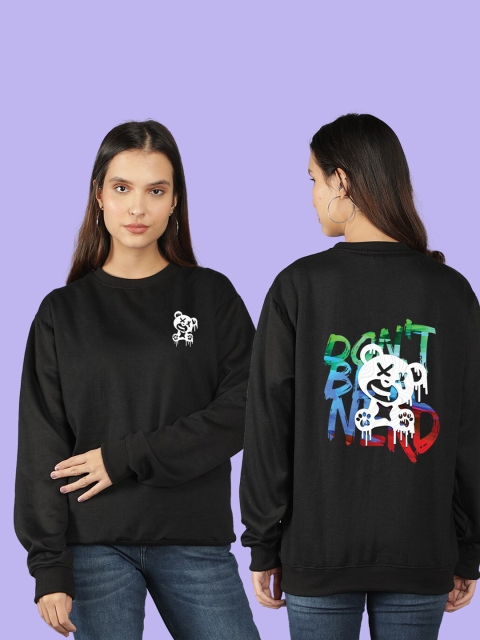 

Mad Over Print Women Black Typography Printed Sweatshirt