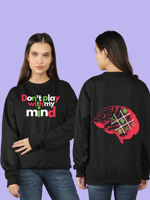 

Mad Over Print Women Black Typography Printed Sweatshirt