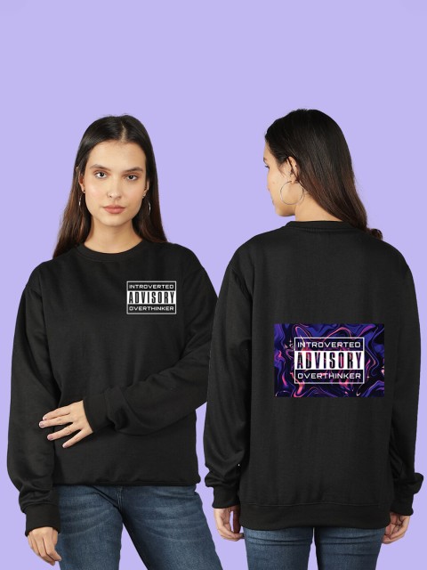 

Mad Over Print Women Black Typography Printed Sweatshirt