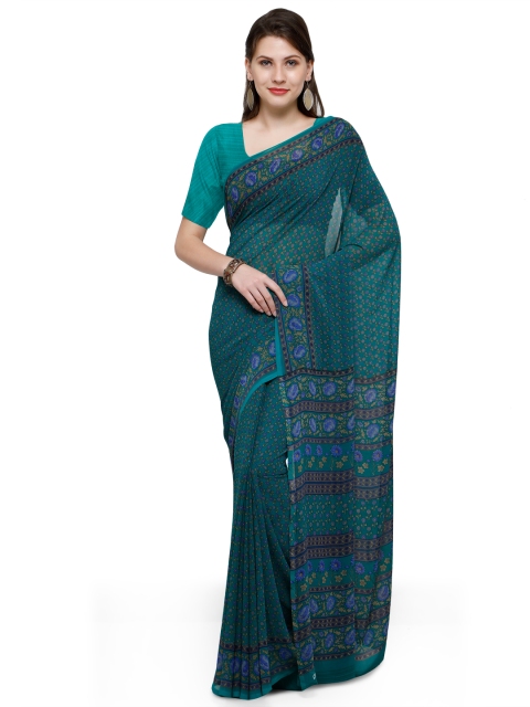 

Ligalz Green Printed Poly Georgette Saree