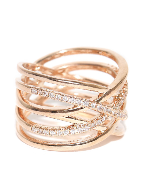 

Accessorize Rose Gold-Plated CZ Stone-Studded Ring