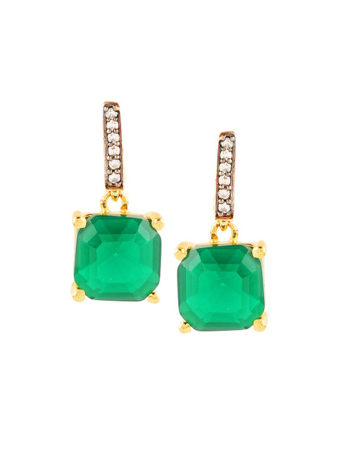 

Adwitiya Collection Women Gold-Plated Square Drop Earrings, Green