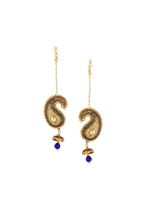 

Adwitiya Collection Women Gold-Plated Paisley Shaped Ear Cuff Earrings, Blue