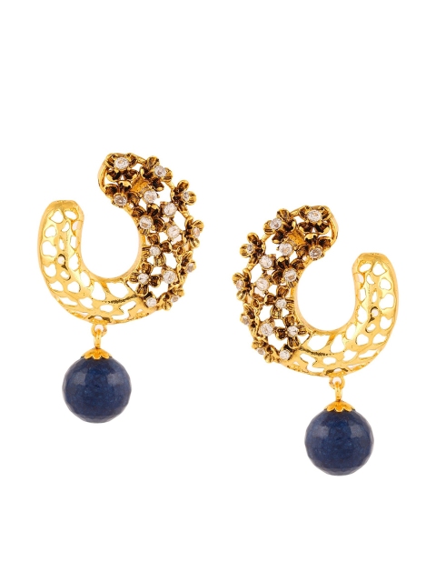 

Adwitiya Collection Gold-Toned & Blue Classic Drop Earrings