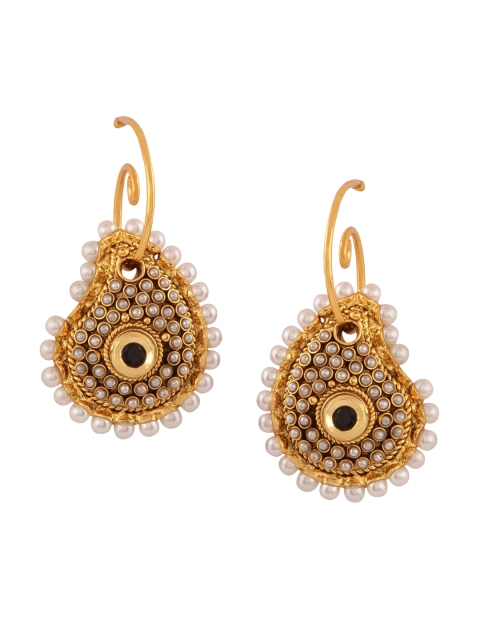 

Adwitiya Collection White and Gold Plated Classic Stone-Studded Drop Earrings