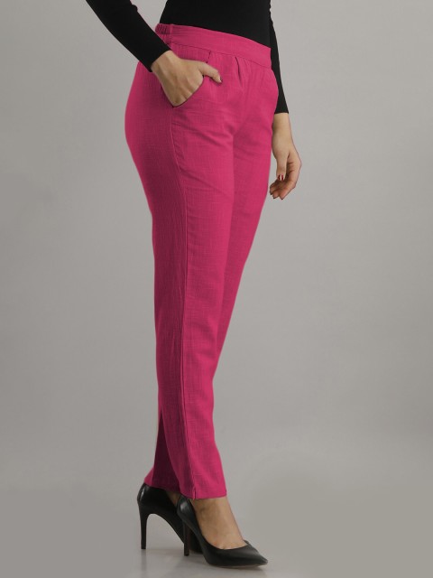 

NeshamaKurti Women Magenta Easy Wash Pleated Trousers