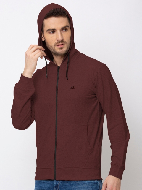 

Status Quo Men Maroon Solid Cotton Hooded Sweatshirt