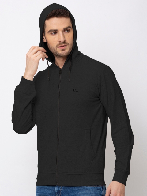 

Status Quo Men Black Regular Fit Cotton Hooded Sweatshirt