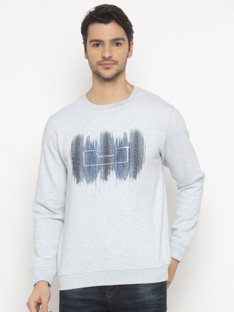 

Status Quo Men Blue Printed Cotton Sweatshirt