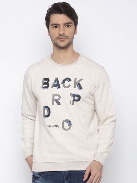 

Status Quo Men Off White Typography Printed Cotton Sweatshirt