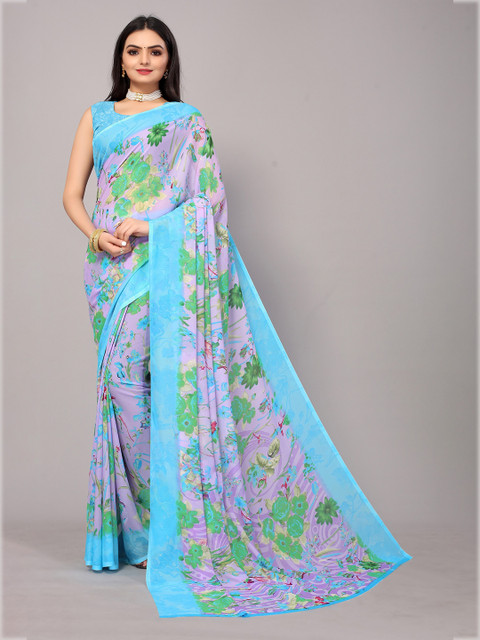 

Fashion FRICKS Turquoise Blue & Green Floral Art Silk Saree