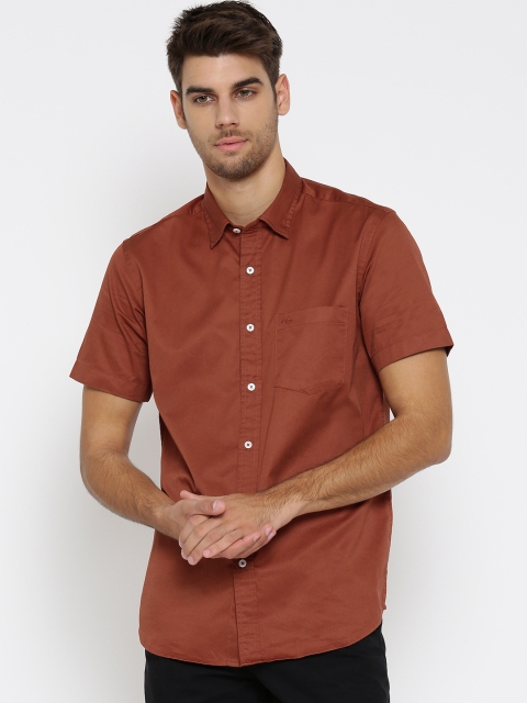 

ColorPlus Men Rust Orange Tailored Fit Solid Casual Shirt