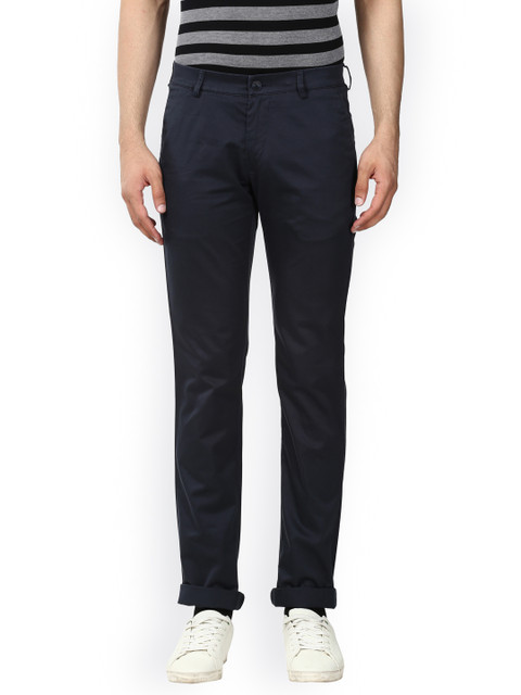 

ColorPlus Men Navy Blue Tapered Fit Solid Regular Trousers