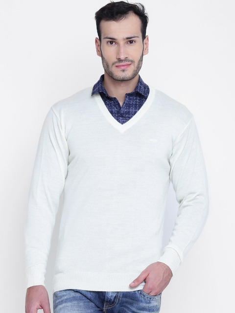 

ColorPlus Men Off-White Solid Sweater