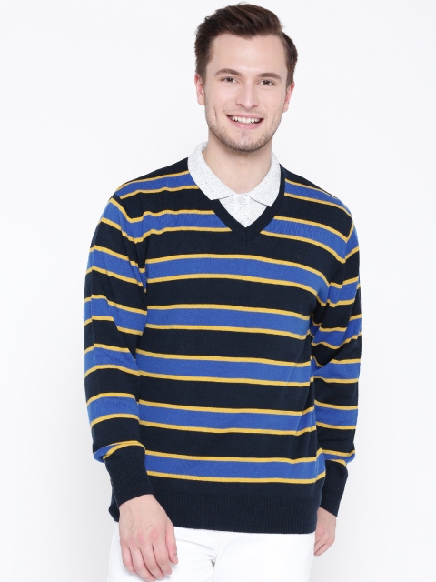

ColorPlus Men Blue & Yellow Striped Sweater
