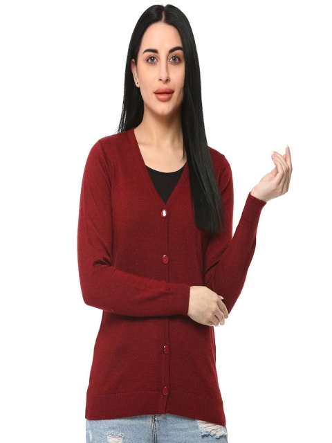 

GLAMAZE Women Maroon Cardigan