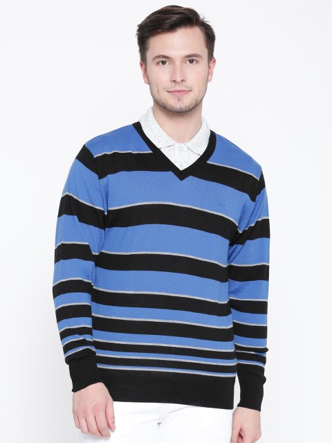 

ColorPlus Men Blue & Black Striped Sweater
