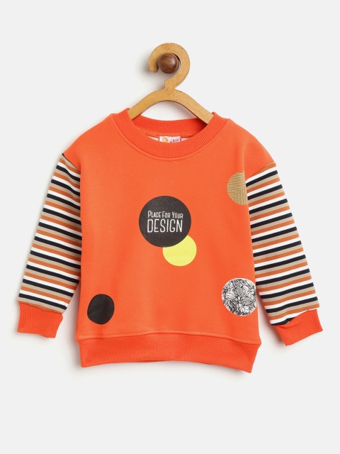 

Kids On Board Unisex Kids Orange Printed Cotton Sweatshirt