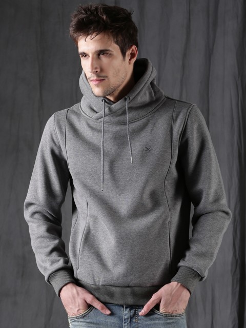 

WROGN Men Grey Solid Sweatshirt