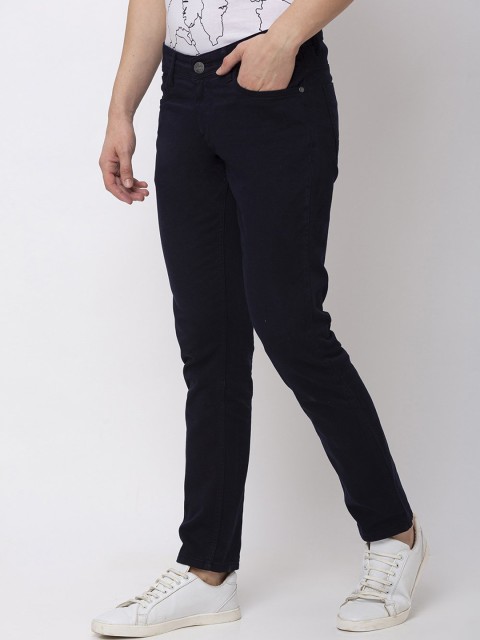 

Status Quo Men Navy Blue Chinos Regular Fit Cotton Trouser