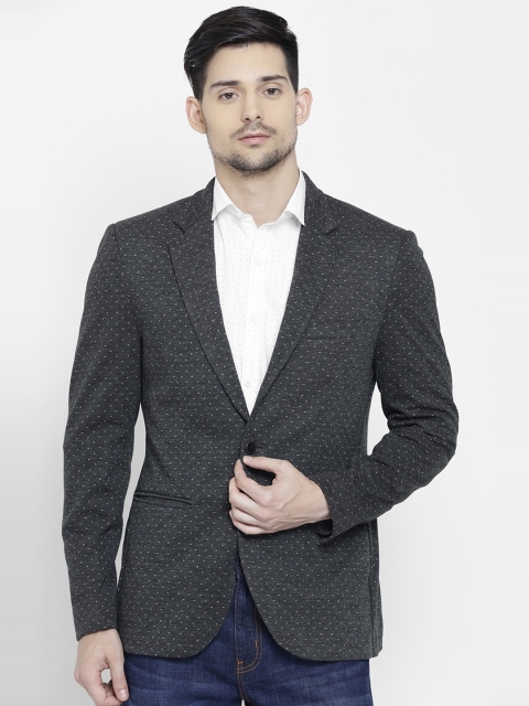 

ColorPlus Charcoal Grey Self-Design Single-Breasted Tailored Fit Casual Blazer