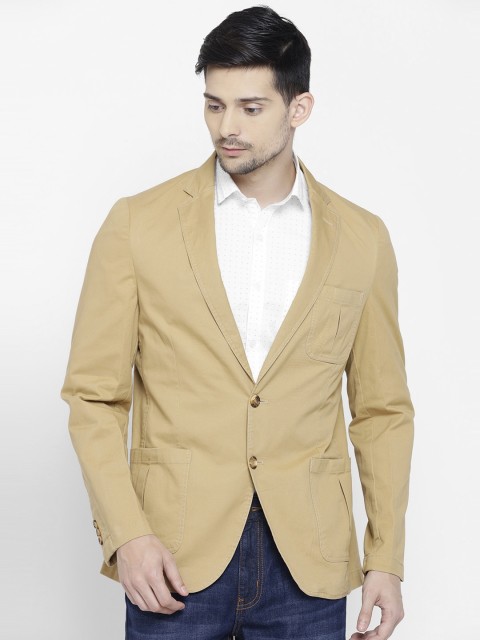

ColorPlus Beige Tailored Contemporary Fit Single-Breasted Casual Blazer, Khaki