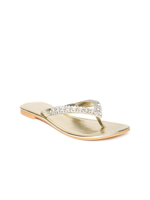 

Carlton London Women Gold-Toned Embellished Open Toe Flats