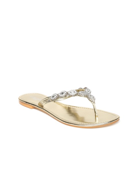 

Carlton London Women Gold-Toned Embellished Open Toe Flats