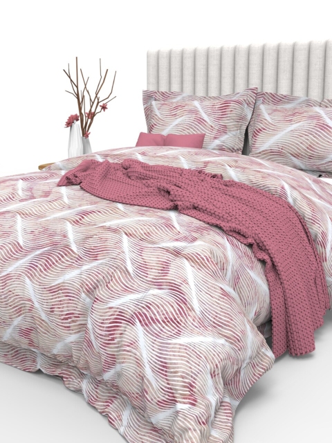 

THE WHITE MOSS Red & White Striped 350 TC King Bedsheet with 2 Pillow Covers