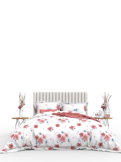 

THE WHITE MOSS Pink Floral 350 TC King Bedsheet with 2 Pillow Covers