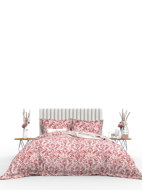 

THE WHITE MOSS Red Floral 350 TC King Bedsheet with 2 Pillow Covers