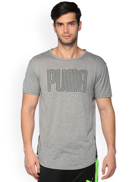 

Puma Men Grey Melange Printed Dri-Release Novelty Slim Fit T-shirt