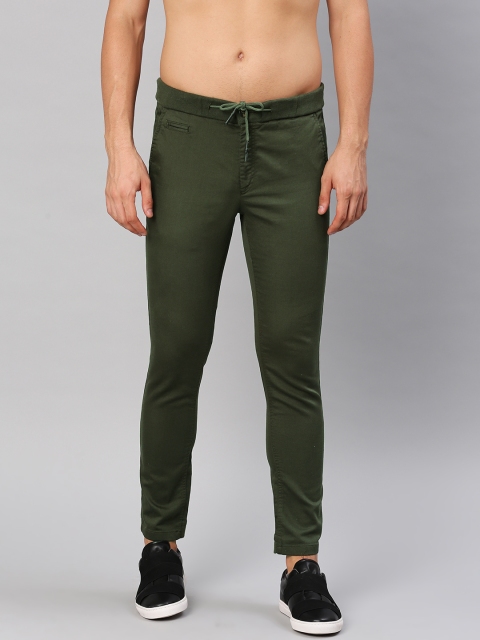 

HRX by Hrithik Roshan Men Olive Green Regular Fit Solid Regular Trousers