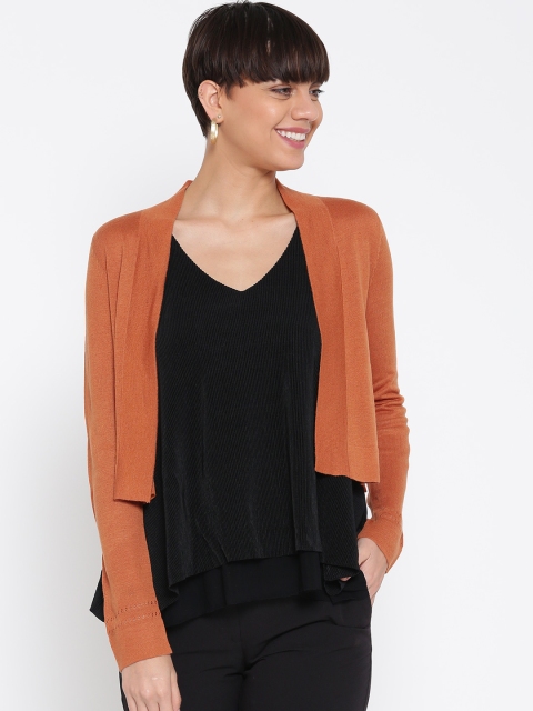 

Marks & Spencer Women Rust Orange Solid Front-Open Sweater