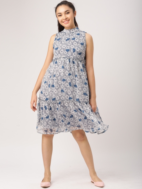 

DressBerry Women Grey Printed A-Line Dress
