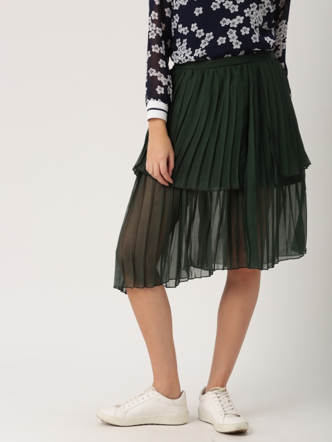 

DressBerry Women Green Accordion Pleat Skirt