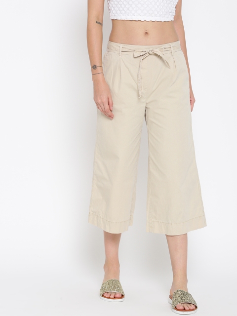 

Marks & Spencer Women Beige Solid Cropped Culottes