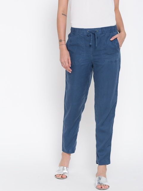 

Marks & Spencer Women Blue Solid Trousers