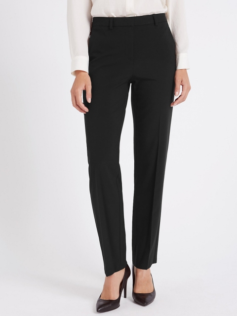 

Marks & Spencer Women Black Straight Fit Solid Formal Trousers