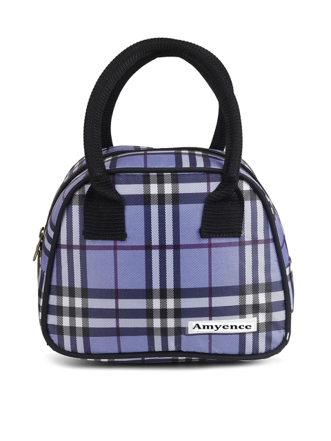 

AMYENCE Purple Checked Structured Handheld Bag