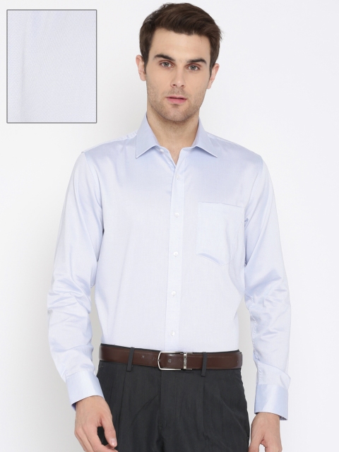 

Van Heusen Men White & Blue Slim Fit Self Design Formal Shirt