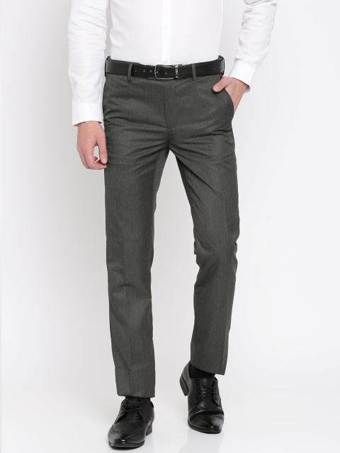 

Van Heusen Men Grey Slim Fit Solid Formal Trousers