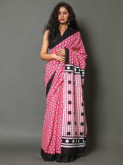 

BUTA BUTI Pink & White Pure Cotton Ready to Wear Saree