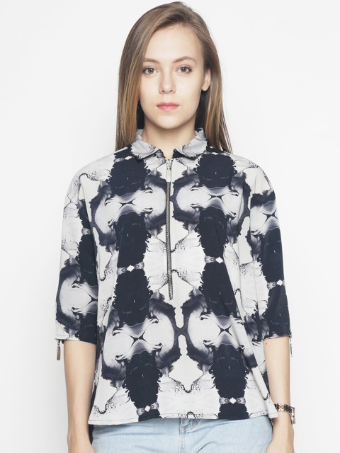 

Voi Jeans Women Grey Printed Shirt Style Top